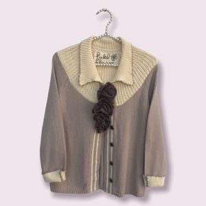 Anthropologie Field Flower Knit Button Closure Boho Floral